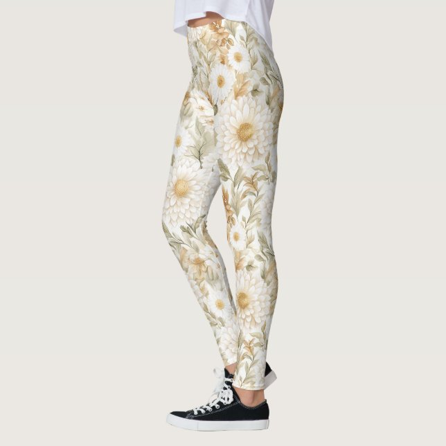 Leggings Cream Gold White Country Flowers (Izquierda)