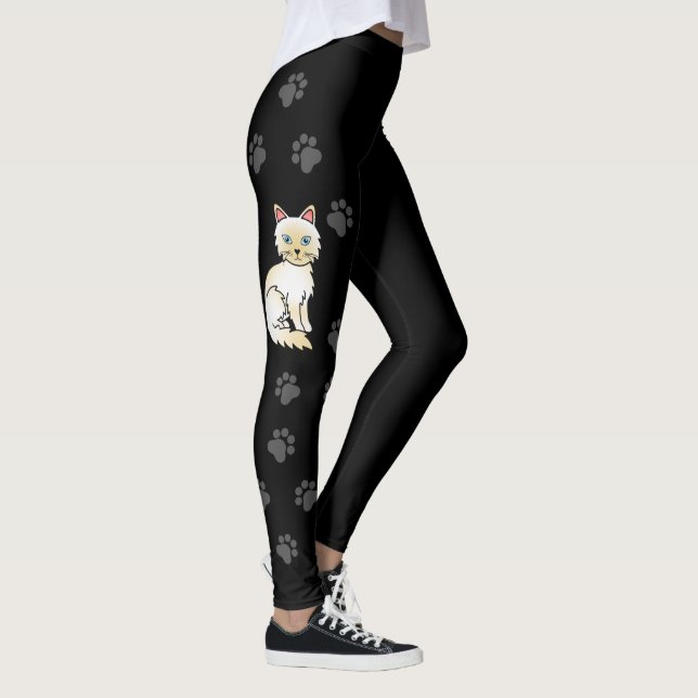 Leggings Cream Point Birman / Ragdoll Cute Cat & Paws Black (Derecha)