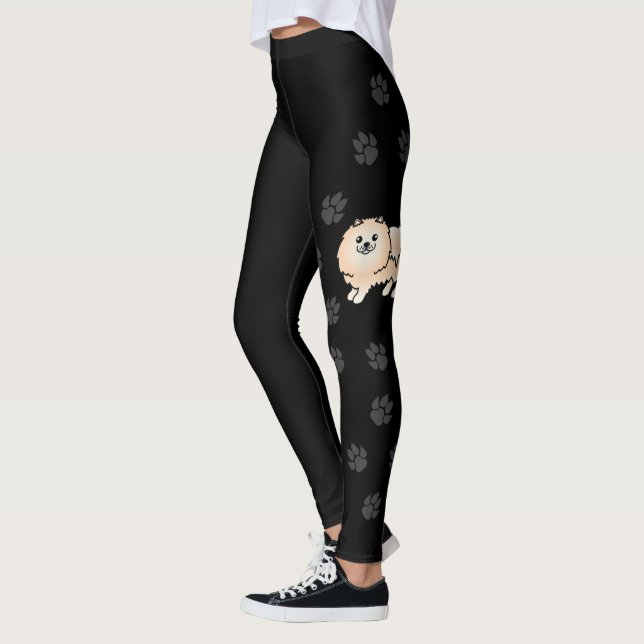 Leggings Cream Pomeranian Cute Cartog Perro & Paws (Izquierda)