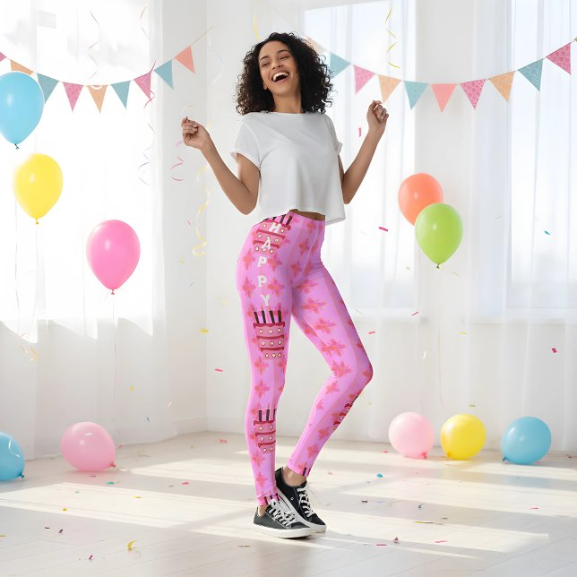 Leggings Crear tus propias piernas divertidas de cumpleaños (Dance in color! 🎂 Festive birthday leggings for your biggest Nice B-Day celebrations. #AchempongJoy)