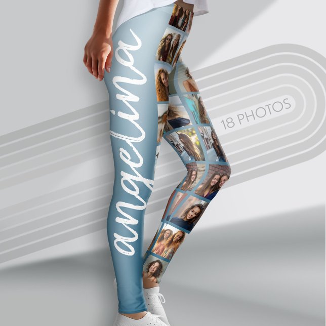 Leggings Crear un Collage de fotos Personalizado con 18 fot (Custom Leggings with a Photo Collage)