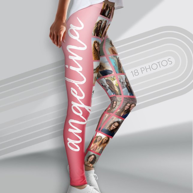 Leggings Crear un Collage de fotos Personalizado con 18 fot (Custom Photo Leggings with 18 Photos)