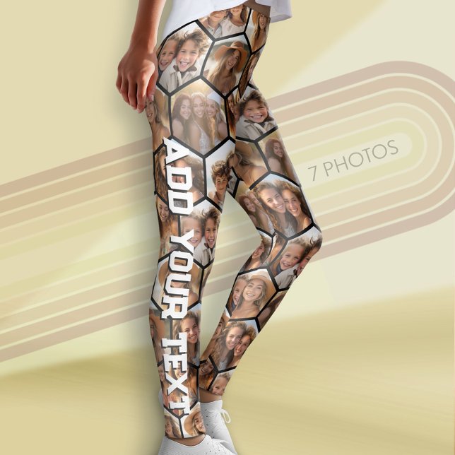 Leggings Crear un hexágono de Collage de fotos de 7 Persona (Custom Leggings with Photos)