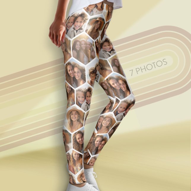 Leggings Crear un hexágono de Collage de fotos de 7 Persona (Custom Leggings with Photo Collage)