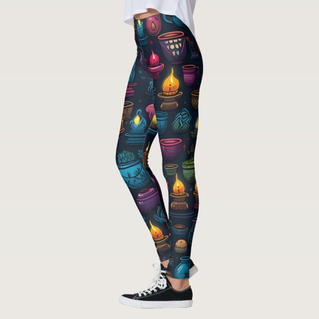 Leggings Create Your Own Colorful Herbs & Candles Black (Izquierda)