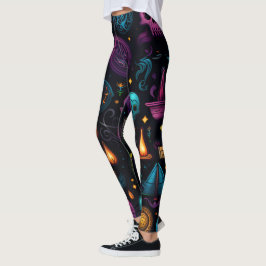 Leggings Create Your Own Colorful Symbols & Skulls Black
