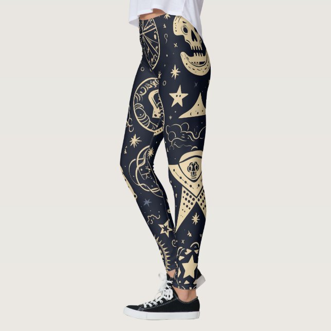 Leggings Create Your Own Gold Magic Symbols Black (Izquierda)