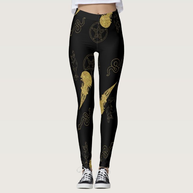 Leggings Create Your Own Gold Ritual Symbols Black (Anverso)