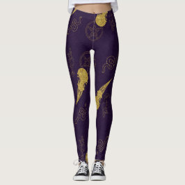 Leggings Create Your Own Gold Ritual Symbols Purple