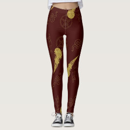 Leggings Create Your Own Gold Ritual Symbols Red