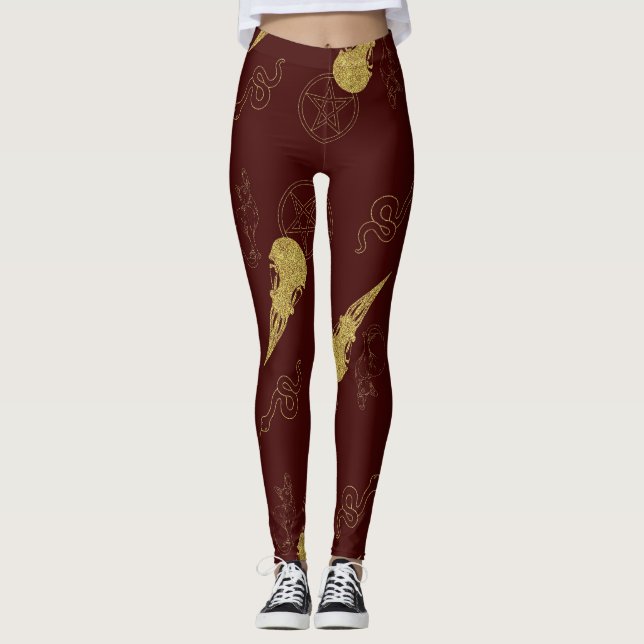 Leggings Create Your Own Gold Ritual Symbols Red (Anverso)