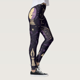 Leggings Create Your Own Purple & Gold Magic Symbols Black