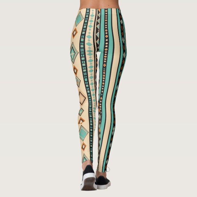 Leggings Crema azul de banda de diamante moderna (Reverso)