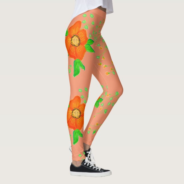 Leggings Crema De Coral Y Naranja (Derecha)