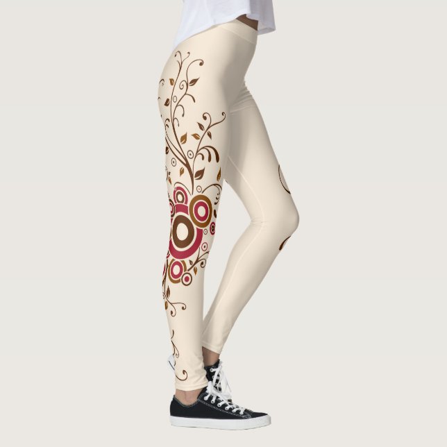 Leggings Crema De Flor De Vino Floral Impresa (Derecha)