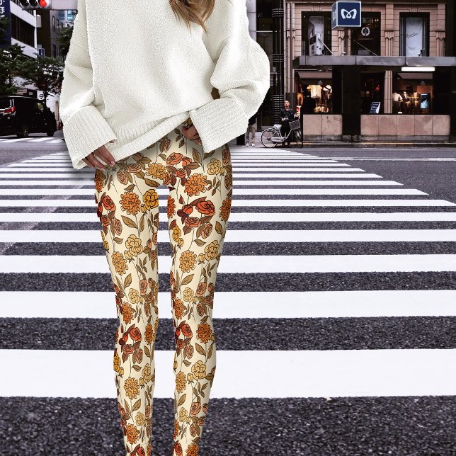 Leggings Crema exótica florística de otoño (Subido por el creador)