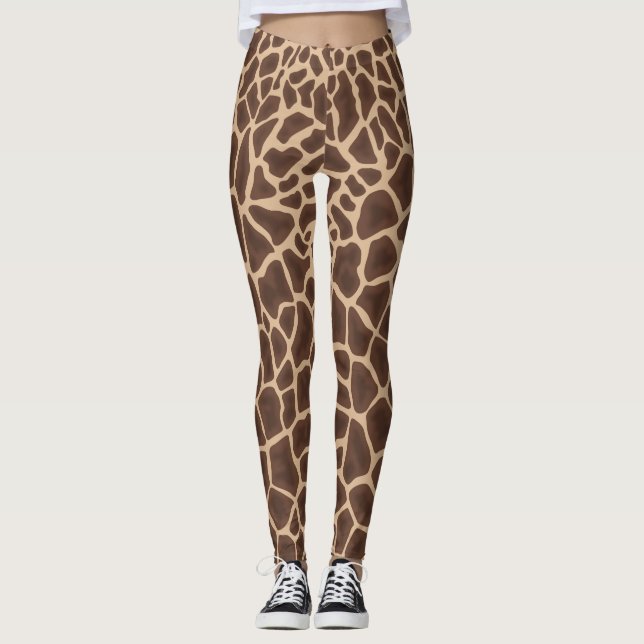 Leggings Crema pardo jirafa manchas presiones (Anverso)
