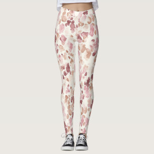 Leggings Crema rosa Chocolate Brown Abstract Leopardo Anima