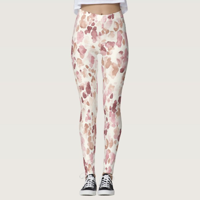 Leggings Crema rosa Chocolate Brown Abstract Leopardo Anima (Anverso)