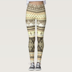 Leggings Crema tribal de tierra tones de oliva marrón caqui
