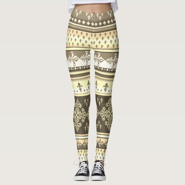 Leggings Crema tribal de tierra tones de oliva marrón caqui (Anverso)