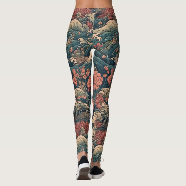 Leggings Criaturas del arte del tatuaje japonés (Reverso)