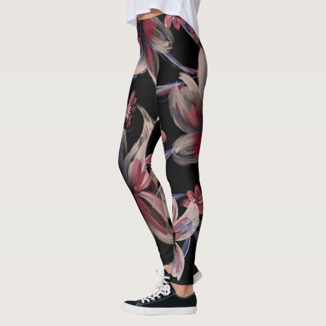 Leggings Crimson de acuarelas en negro (Izquierda)