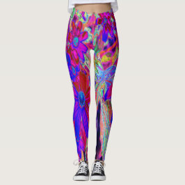Leggings Crimson psicodélico retro y flores silvestres mage