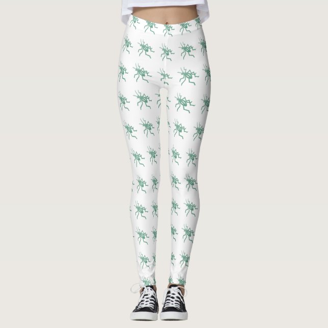 Leggings Críquet verde sobre blanco (Anverso)