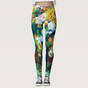 Leggings Crisantemos vintage por Pierre-Auguste Renoir
