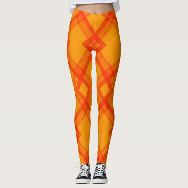 Leggings Crisscrossed Happy Red & Yellow/Naranja Checks (Anverso)