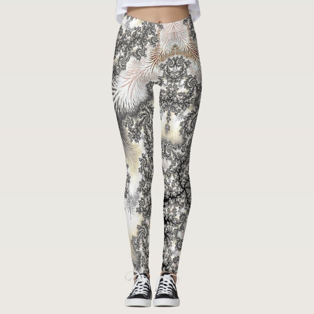 Leggings Cristales de hielo de plata congelados Parecen art (Anverso)