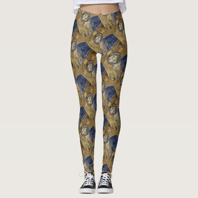 Leggings Cristo Pantocrador Mosiac Icónico Religioso Romano (Anverso)