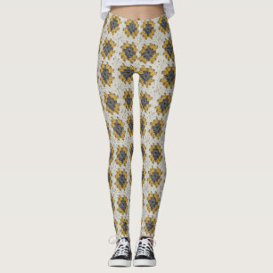 Leggings Crochet granny cuadrado amarillo y gris