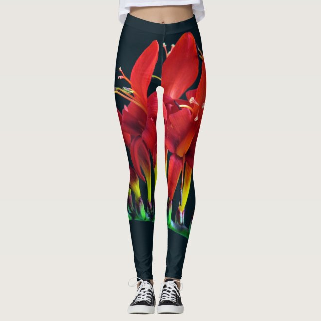Leggings Crocosomia Lucifer Montbretia Floral (Anverso)