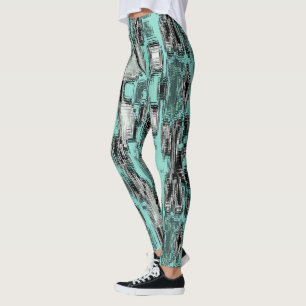 Leggings Crossed pixelated lines forming abstract squares