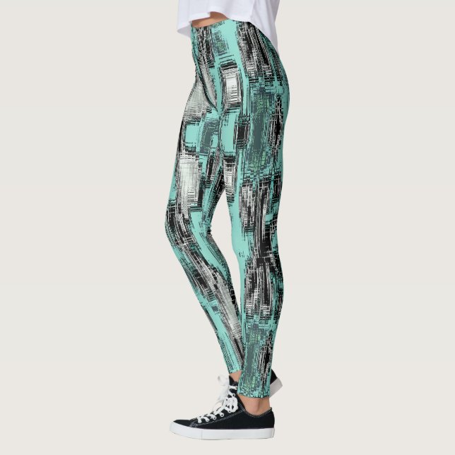 Leggings Crossed pixelated lines forming abstract squares (Izquierda)