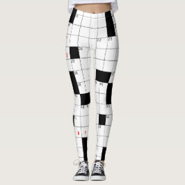 LEGGINGS CROSSWORD PUZZLE VACÍO NEGRO BLANCO PEQUEÑAS CAJAS