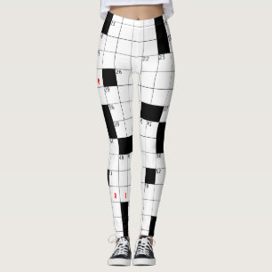 LEGGINGS CROSSWORD PUZZLE VACÍO NEGRO BLANCO PEQUEÑAS CAJAS