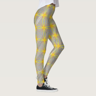 Leggings Cruces de Estrella Dorada sobre Olas Grises