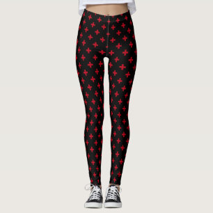 Leggings Cruces rojas de lunares sobre negro