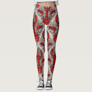 Leggings Crustáceo en rojo, negro y marfil
