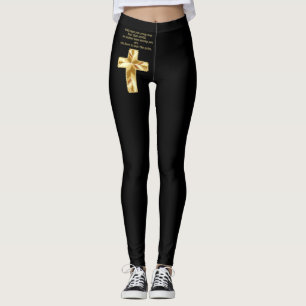 Leggings Cruz cristiana del crucifijo del oro con el refrá