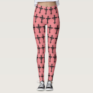 Leggings Cruz religiosa con un adorno