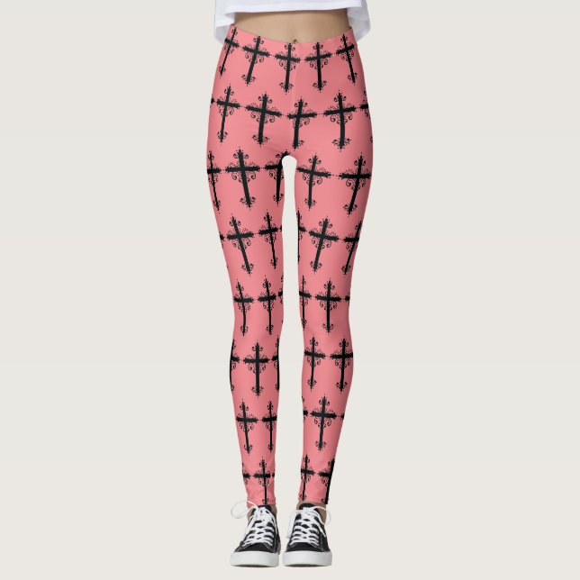 Leggings Cruz religiosa con un adorno (Anverso)