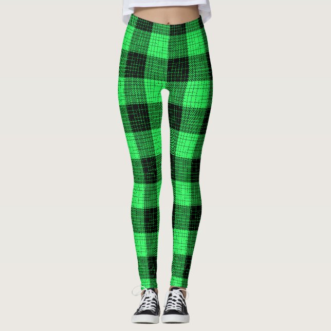 Leggings Cruz verde negra a cuadros Buffalo Check (Anverso)