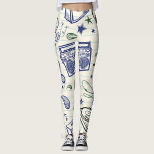Leggings Cuaderno de garabatos Retro90s Boombox Cassette Pa