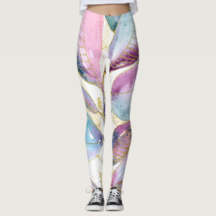 Leggings Cuaderno espiral de hojas botánicas de acuarela pa
