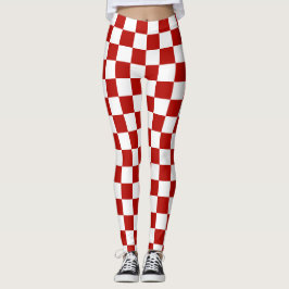 Leggings Cuadrados a cuadros rojos blancos geométrico retro
