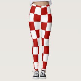 Leggings Cuadrados a cuadros rojos blancos geométricos retr
